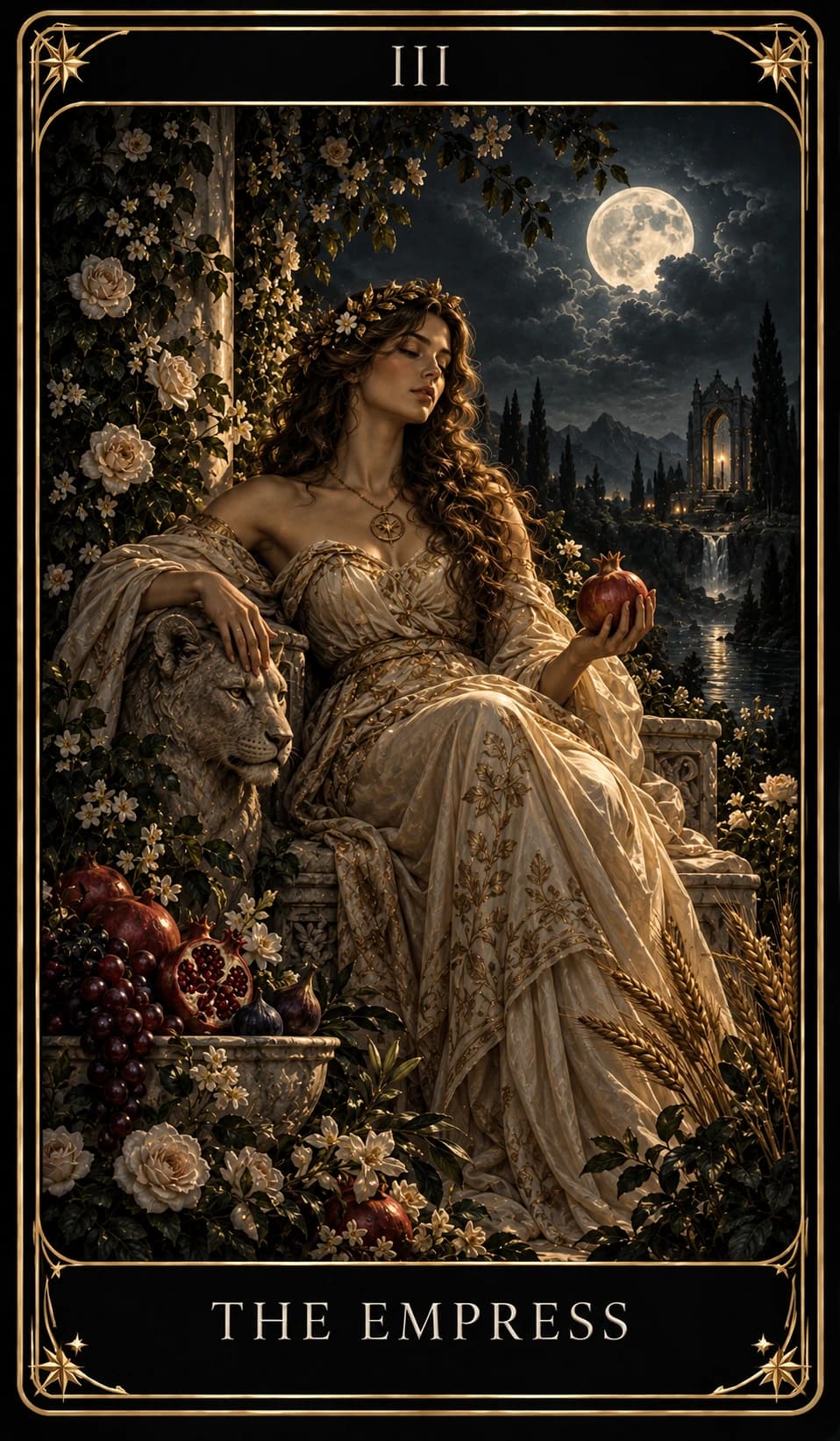 The Empress from the Nine Tarot, upright.