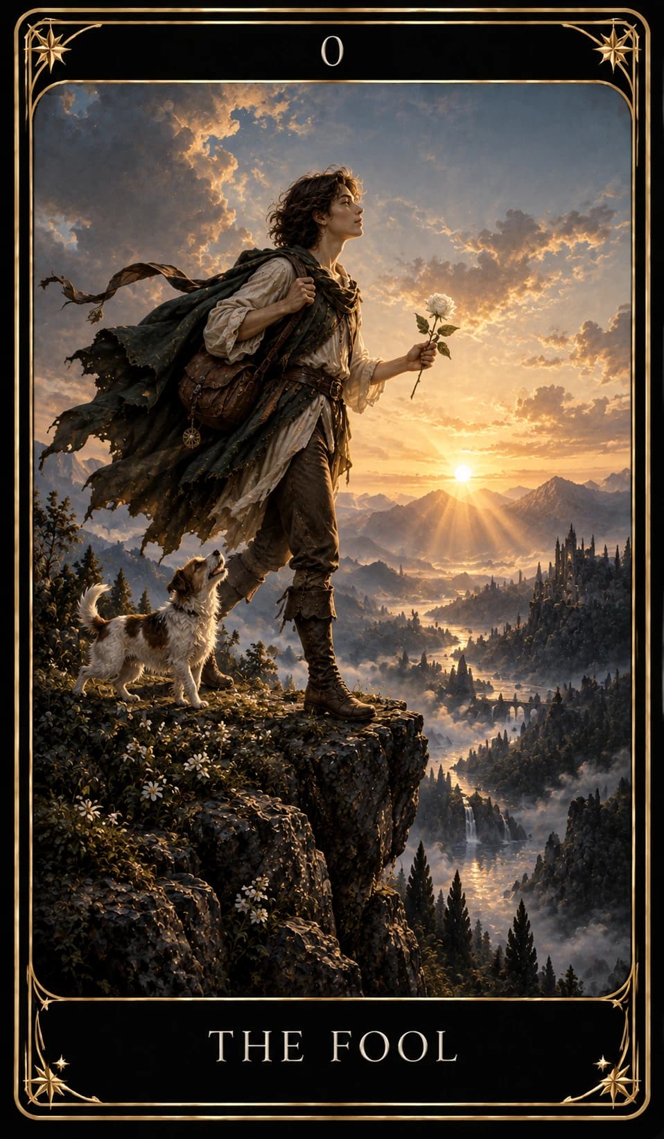 The Fool from the Nine Tarot, upright.