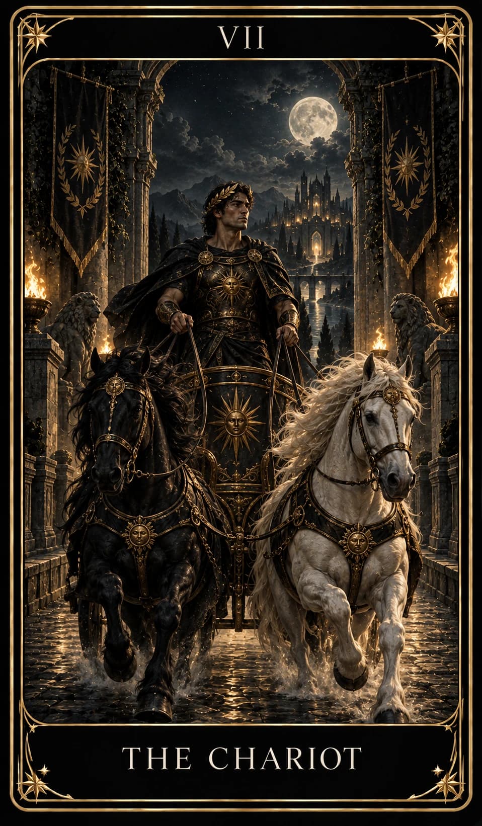 The Chariot from the Nine Tarot, upright.