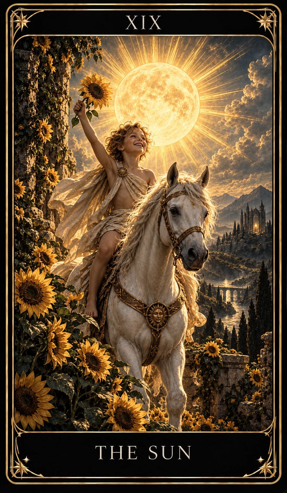 The Sun from the Nine Tarot, upright.